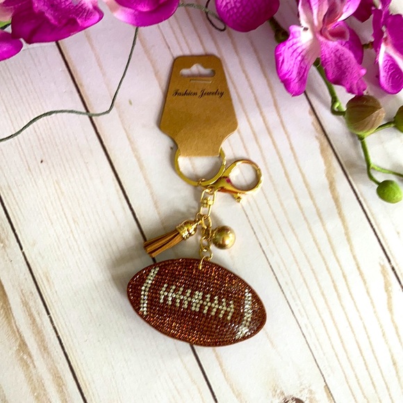 Accessories - Rhinestone Football Keychain/Key Fob